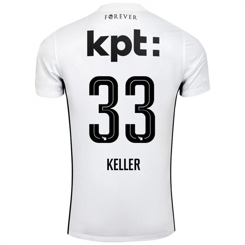 Damen Marvin Keller #33 Weiß Schwarz Auswärtstrikot Trikot 2024/25 T-Shirt