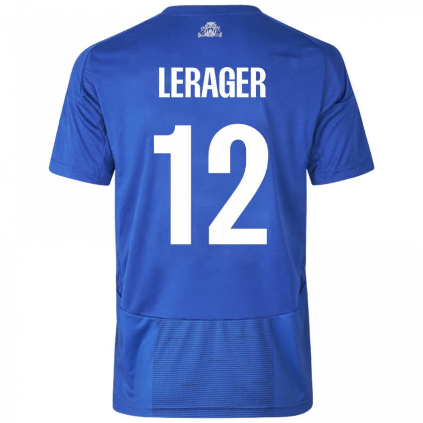 Damen Lukas Lerager #12 Weiß Blau Auswärtstrikot Trikot 2024/25 T-Shirt