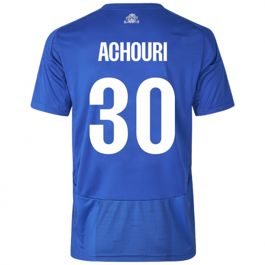 Damen Elias Achouri #30 Weiß Blau Auswärtstrikot Trikot 2024/25 T-Shirt