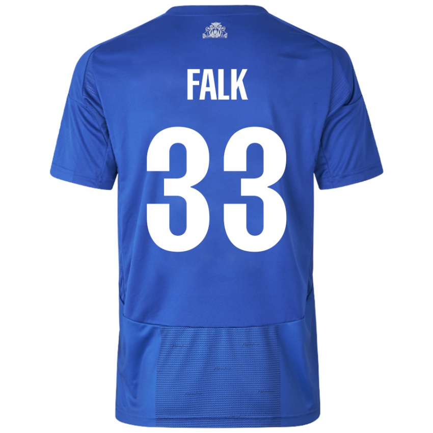 Damen Rasmus Falk #33 Weiß Blau Auswärtstrikot Trikot 2024/25 T-Shirt