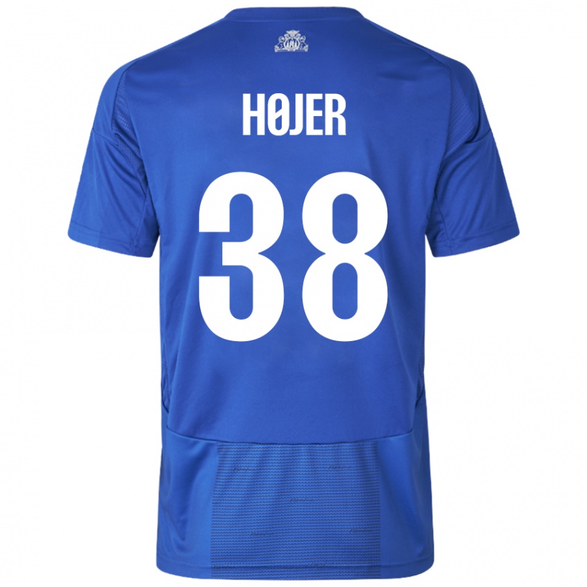 Damen Oliver Højer #38 Weiß Blau Auswärtstrikot Trikot 2024/25 T-Shirt