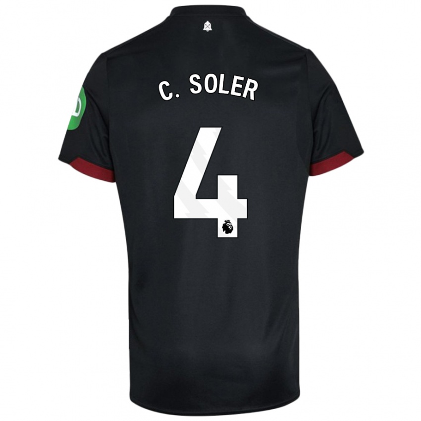 Kinder Carlos Soler #4 Schwarz Weiß Auswärtstrikot Trikot 2024/25 T-Shirt