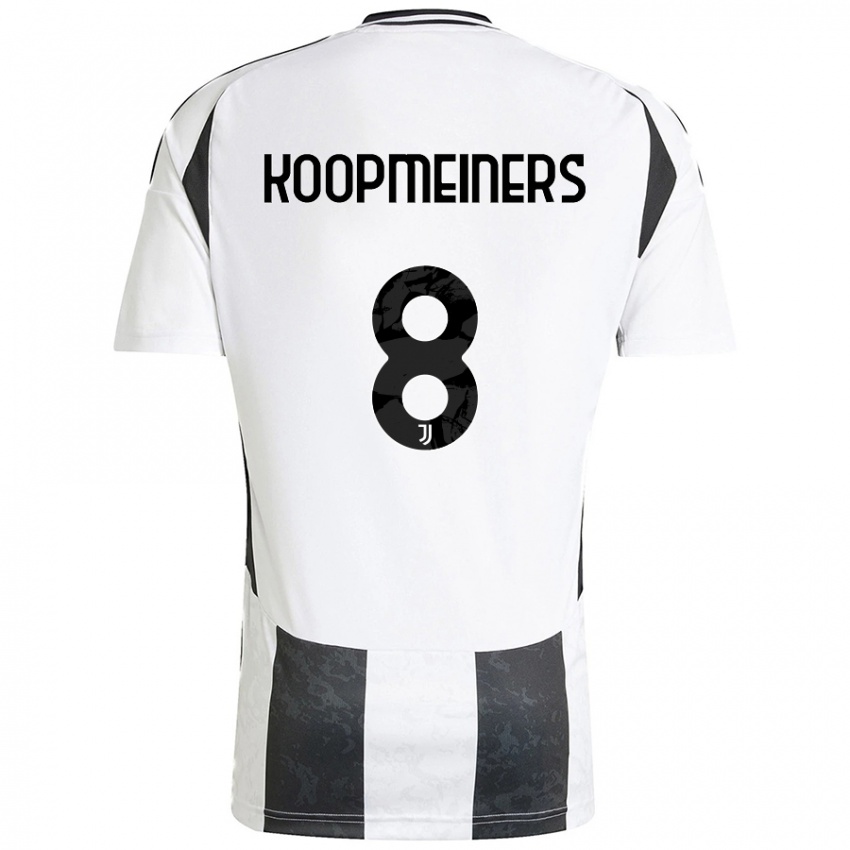 Kinder Teun Koopmeiners #8 Weiß Schwarz Heimtrikot Trikot 2024/25 T-Shirt