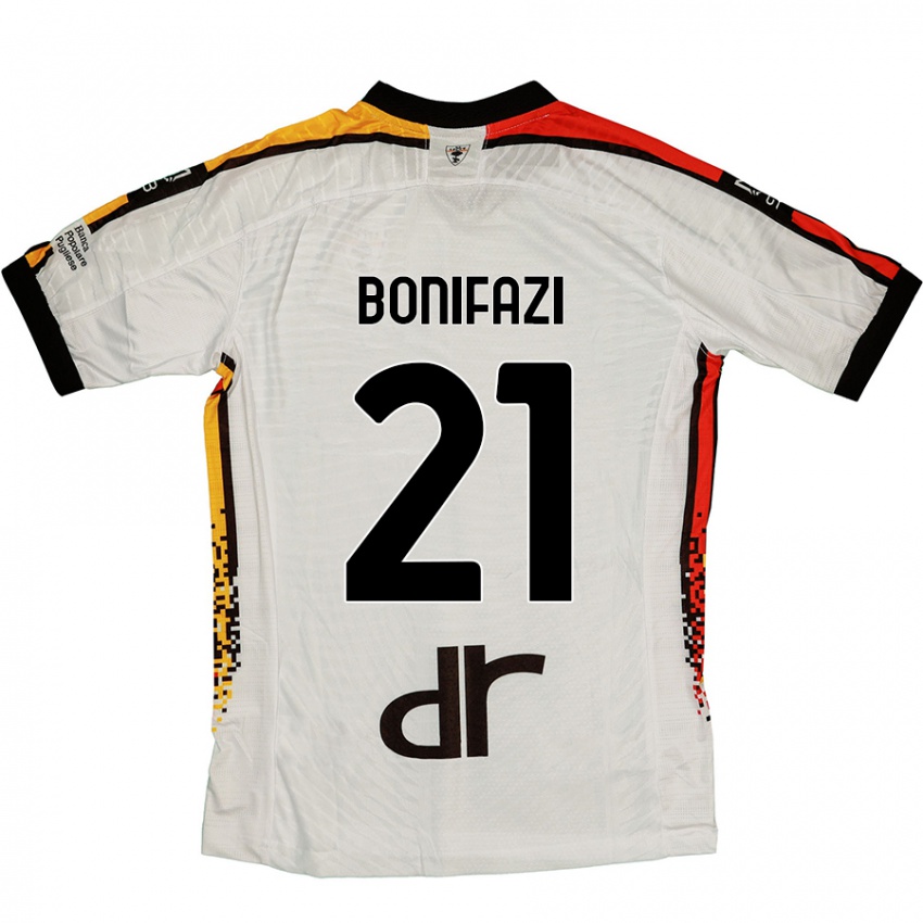 Kinder Kevin Bonifazi #21 Weiß Schwarz Auswärtstrikot Trikot 2024/25 T-Shirt