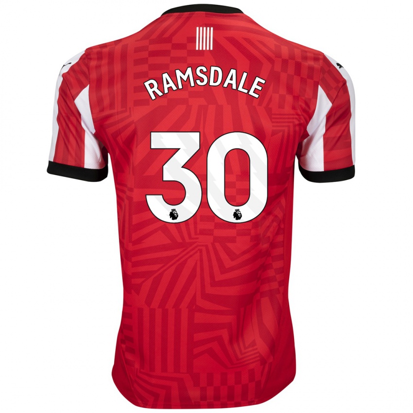 Herren Aaron Ramsdale #30 Rot Weiß Heimtrikot Trikot 2024/25 T-Shirt