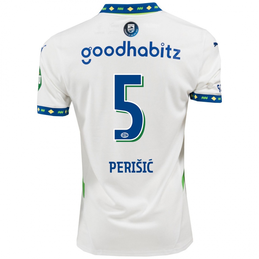 Herren Ivan Perisic #5 Weiß Dunkelblau Ausweichtrikot Trikot 2024/25 T-Shirt