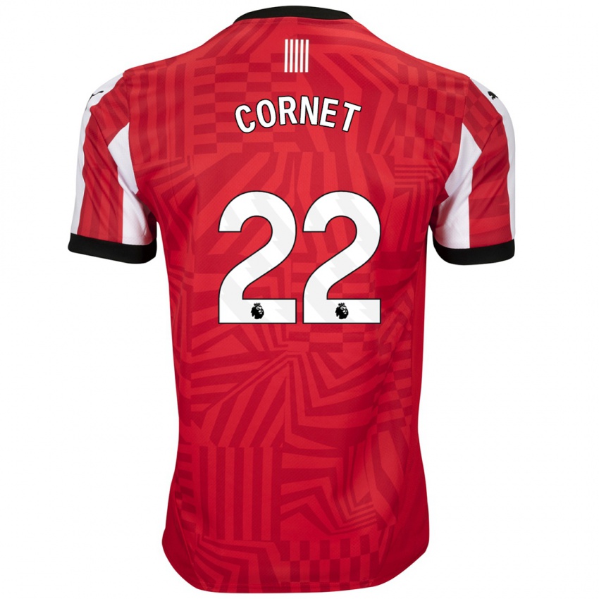 Herren Maxwel Cornet #22 Rot Weiß Heimtrikot Trikot 2024/25 T-Shirt