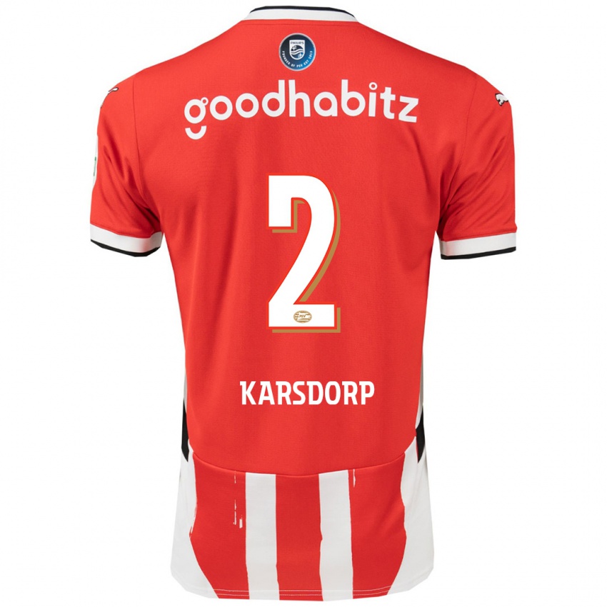 Herren Rick Karsdorp #2 Rot Weiß Heimtrikot Trikot 2024/25 T-Shirt