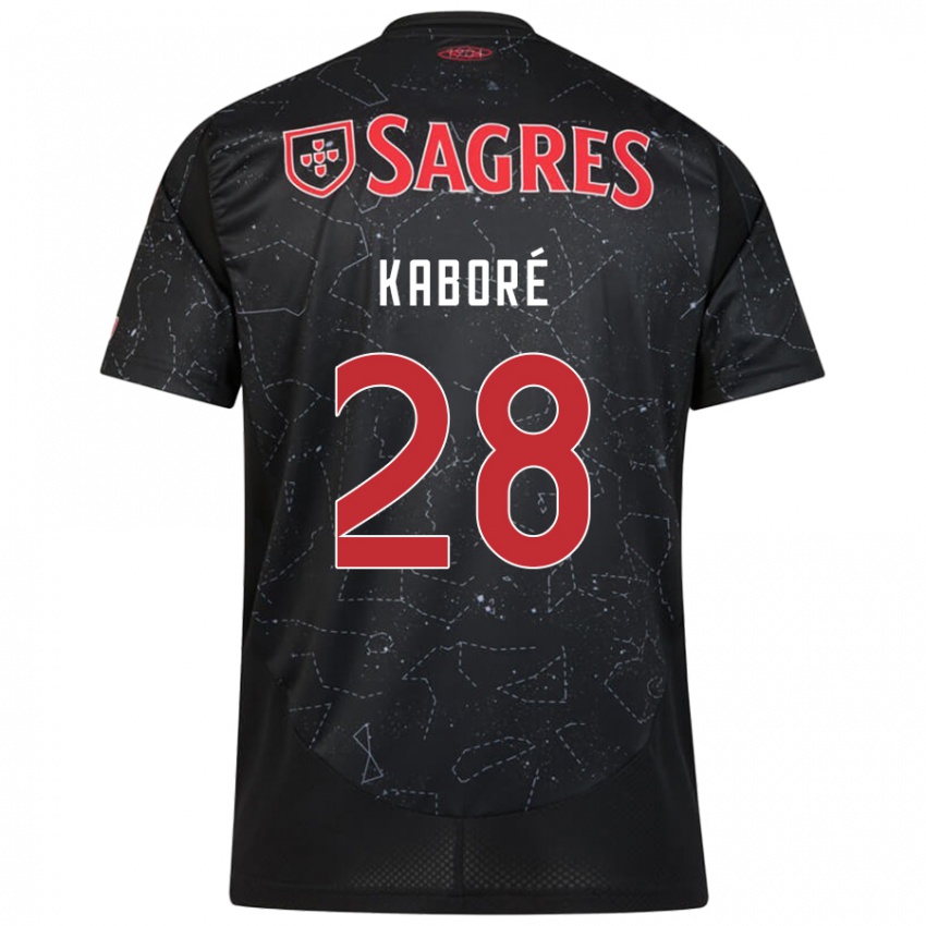 Damen Issa Kabore #28 Schwarz Rot Auswärtstrikot Trikot 2024/25 T-Shirt