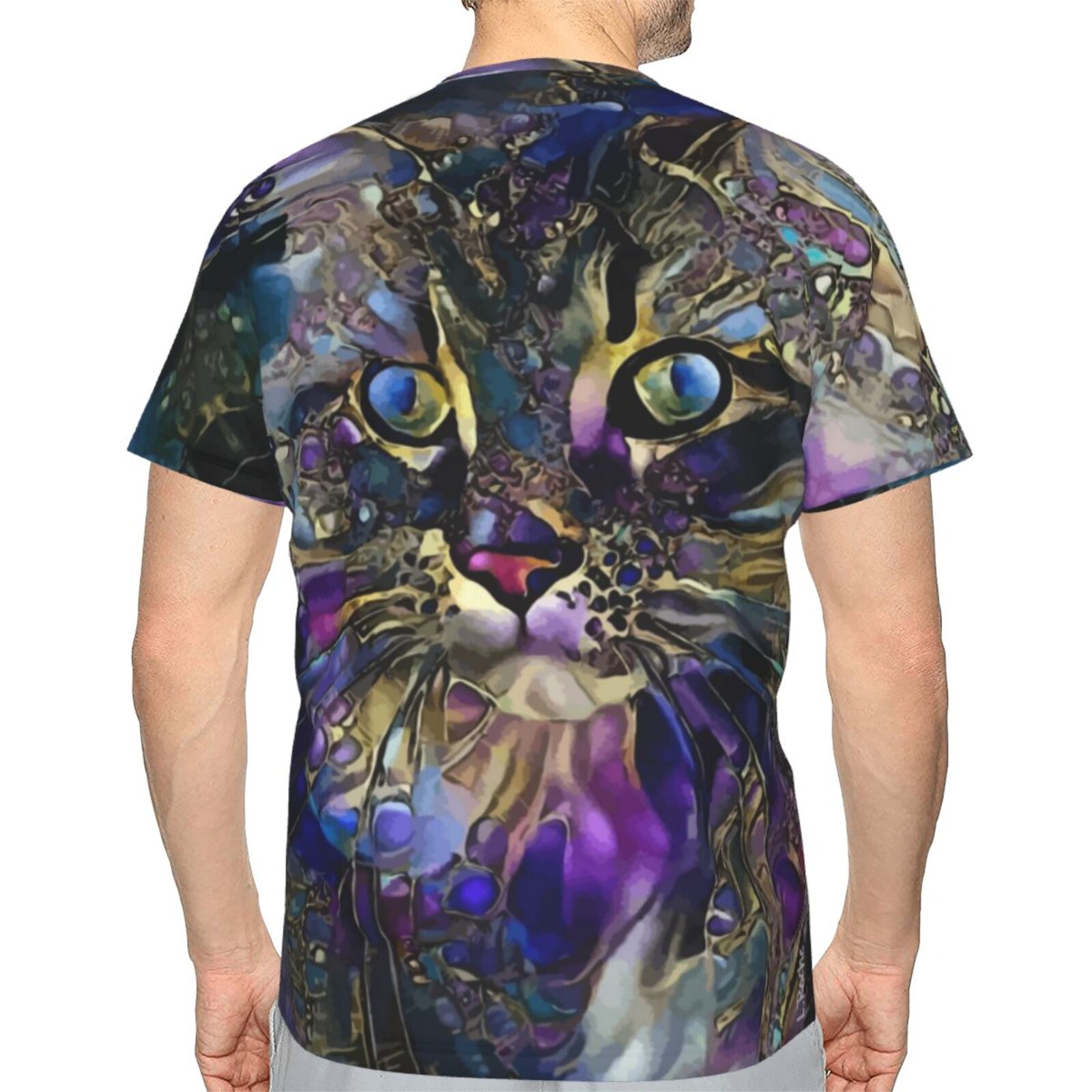 Fröhliches Lila Katze Medien Mischen Elemente Klassisch T Shirt