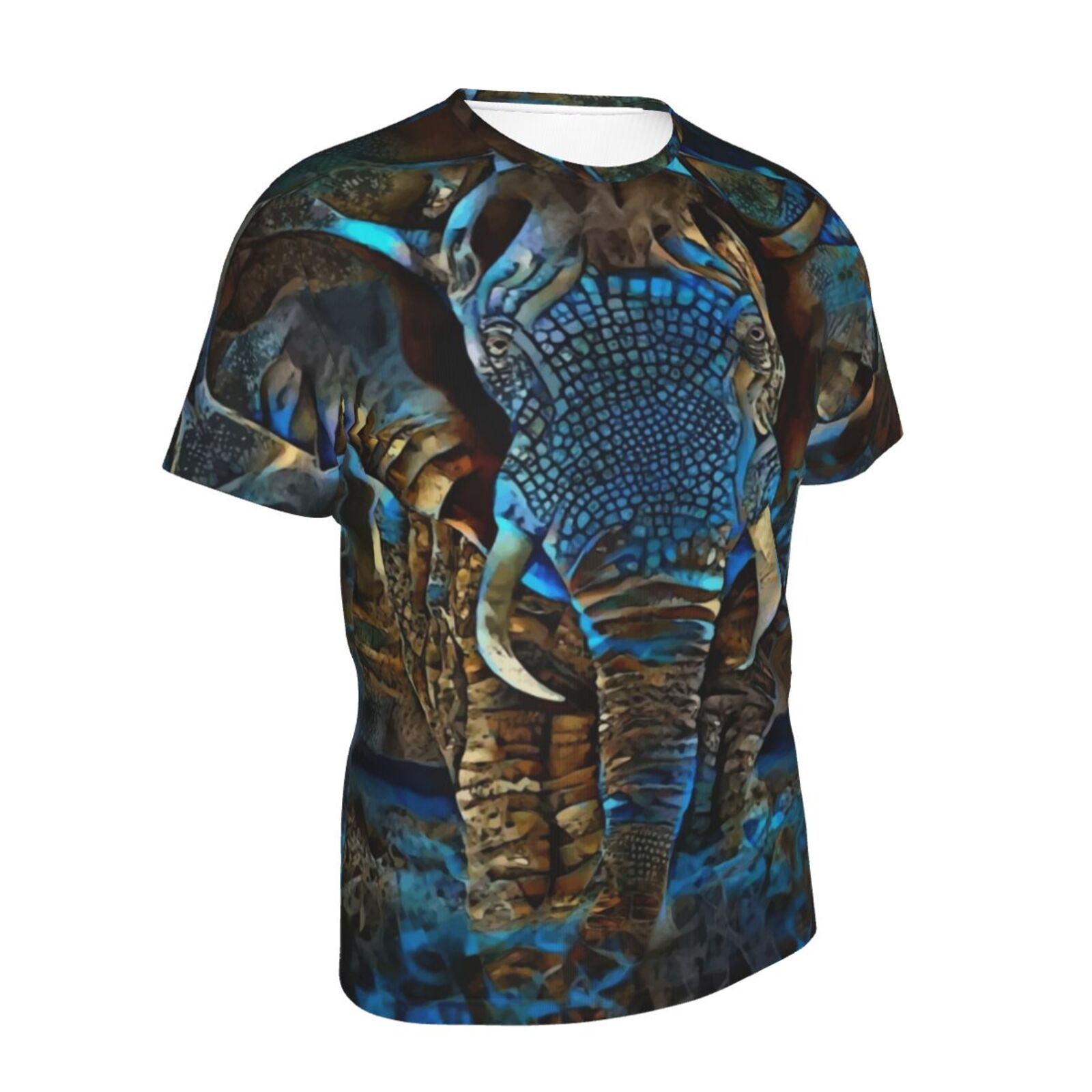 Elefant Braun Blau Medien Mischen Elemente Klassisch T Shirt