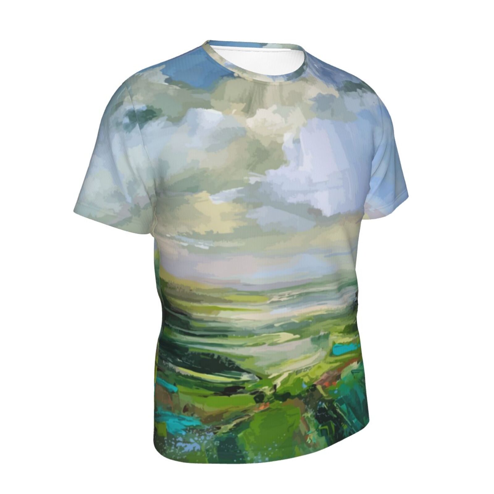 Klassisches T Shirt mit Sommergrün Malelementen