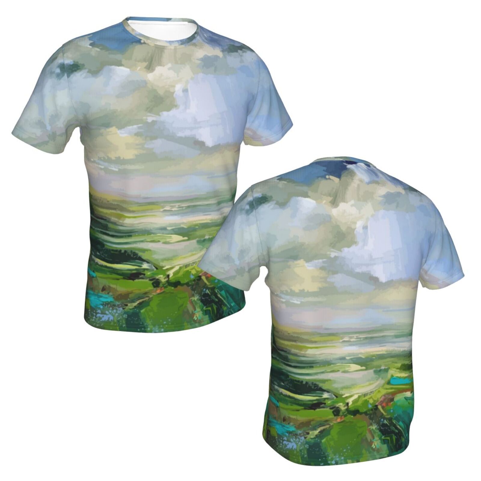 Klassisches T Shirt mit Sommergrün Malelementen
